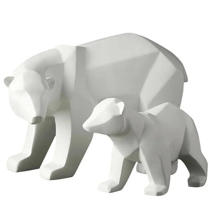 Escultura Decorativa de Urso Polar Geométrico em Resina