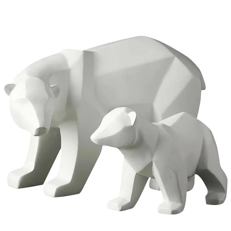 Escultura Decorativa de Urso Polar Geométrico em Resina
