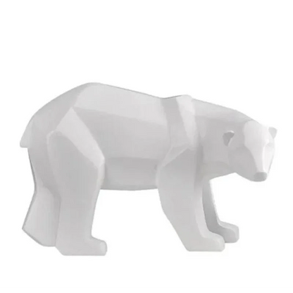Escultura Decorativa de Urso Polar Geométrico em Resina
