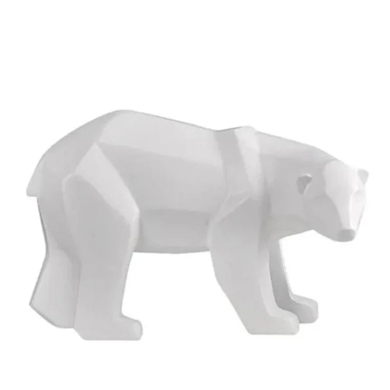 Escultura Decorativa de Urso Polar Geométrico em Resina
