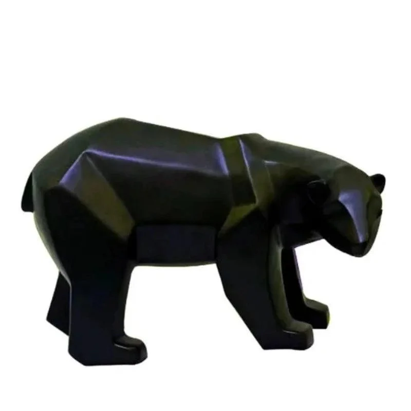 Escultura Decorativa de Urso Polar Geométrico em Resina