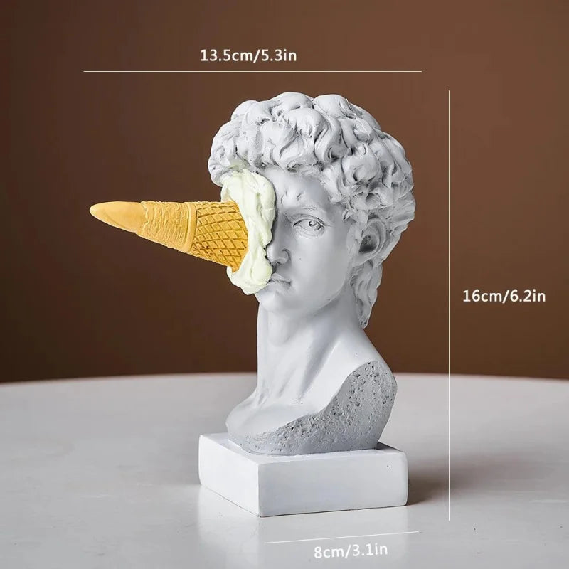 Escultura Pós-Moderna de David em Resina para Decoração - Arte Contemporânea