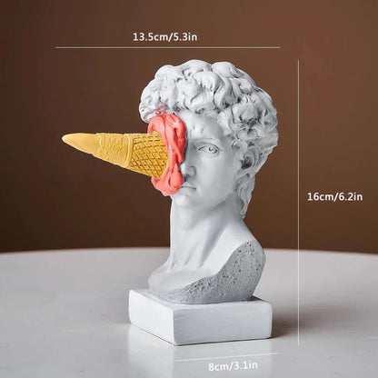 Escultura Pós-Moderna de David em Resina para Decoração - Arte Contemporânea