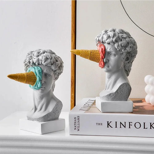 Escultura Pós-Moderna de David em Resina para Decoração - Arte Contemporânea