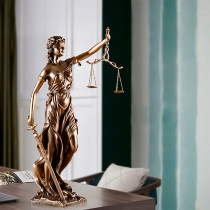 Escultura Themis Deusa da Justiça em Resina para Decoração de Interiores