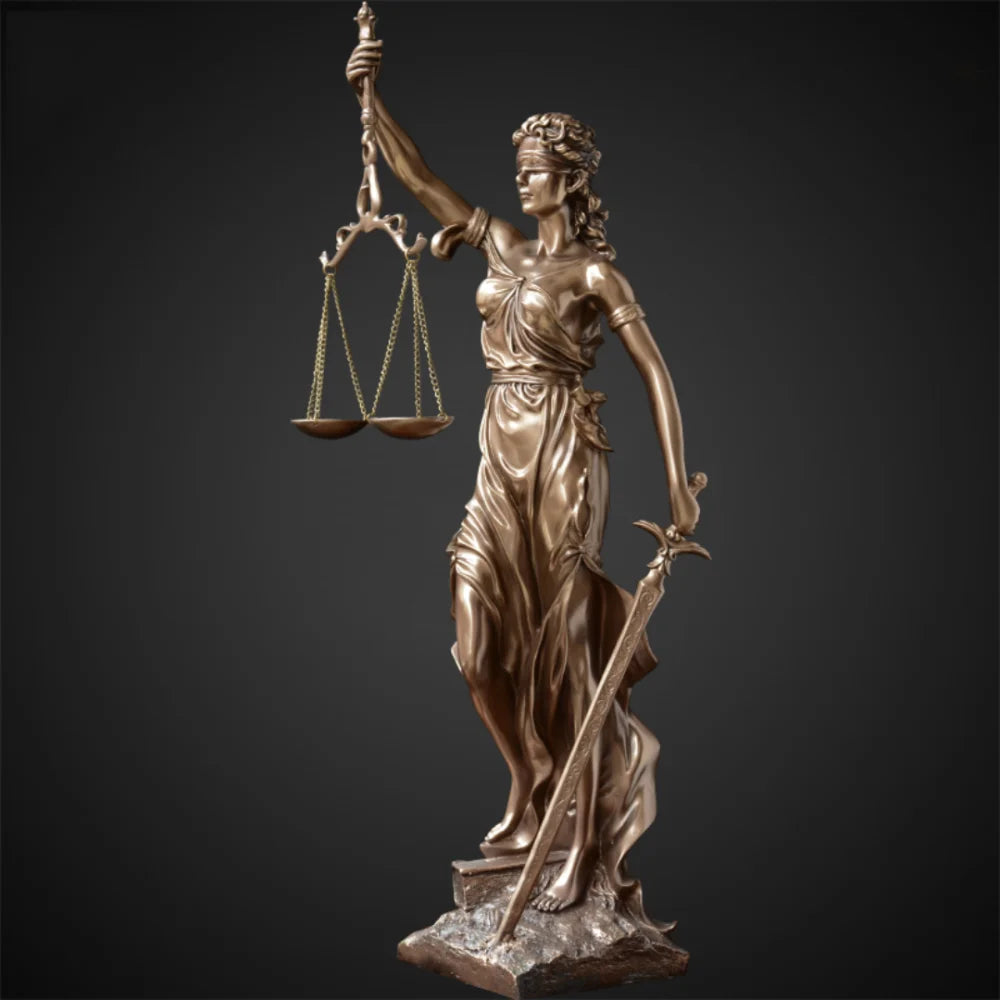 Escultura Themis Deusa da Justiça em Resina para Decoração de Interiores