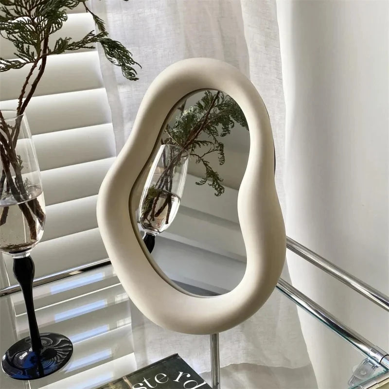 Espelho Decorativo de Maquiagem com Moldura de Cerâmica Elegante