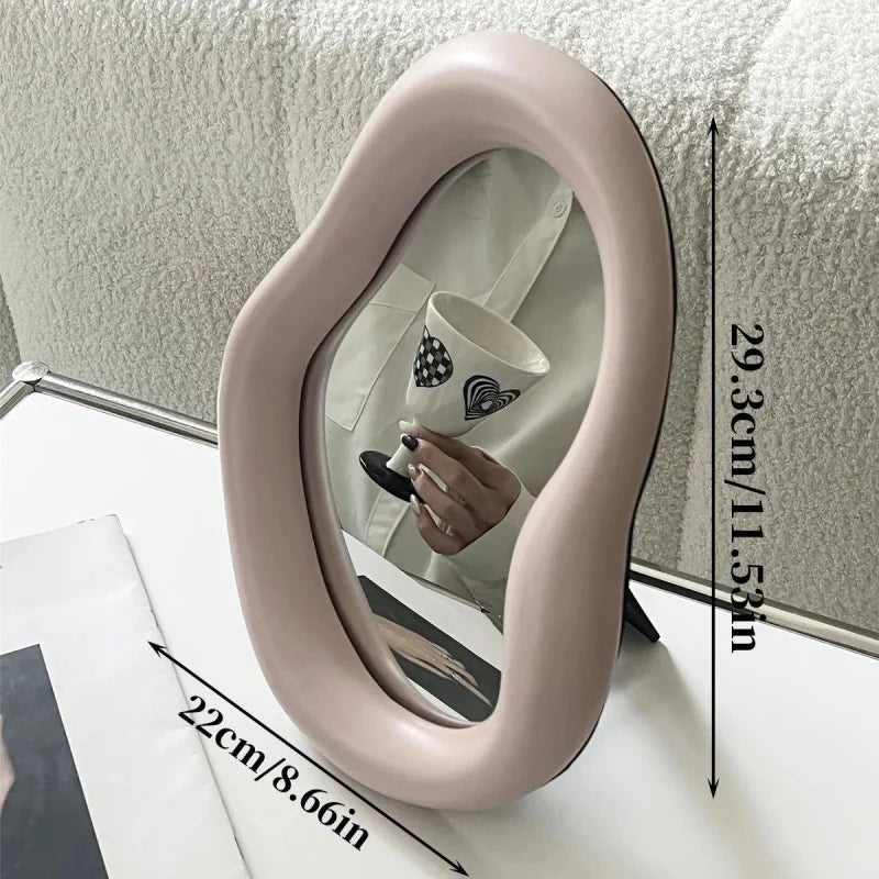 Espelho Decorativo de Maquiagem com Moldura de Cerâmica Elegante