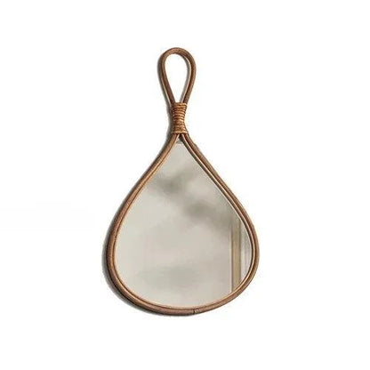 Espelho Oval de Rattan Natural Artesanal para Decoração de Interiores