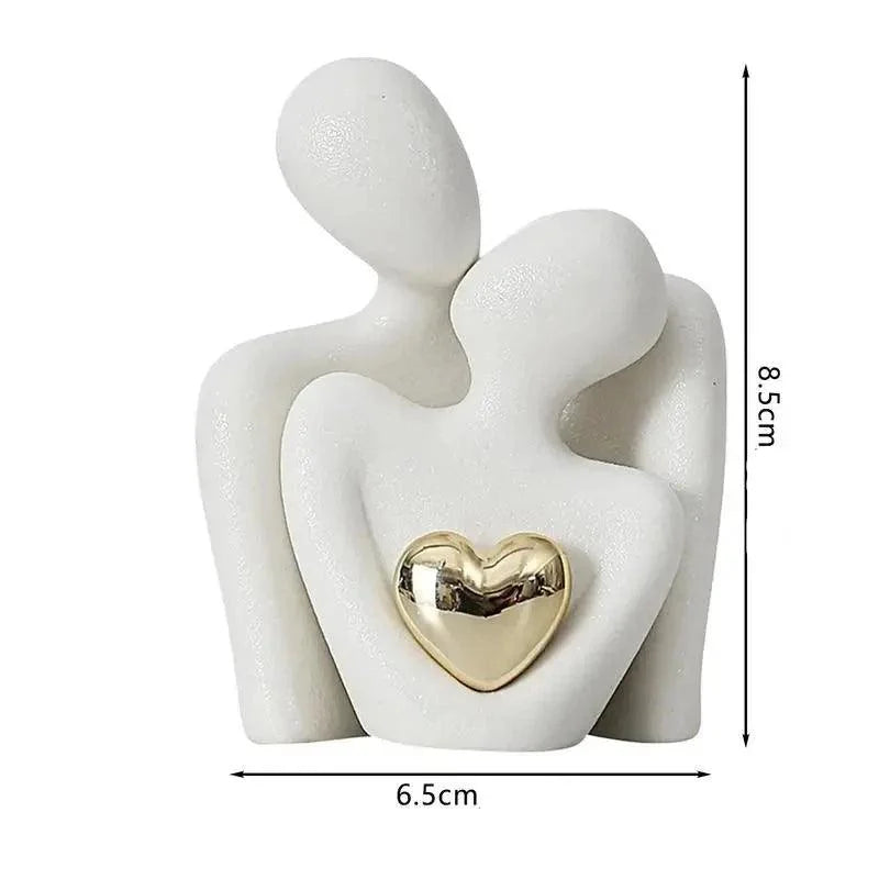 Estátua de Casal em Cerâmica para Decoração Moderna e Elegante