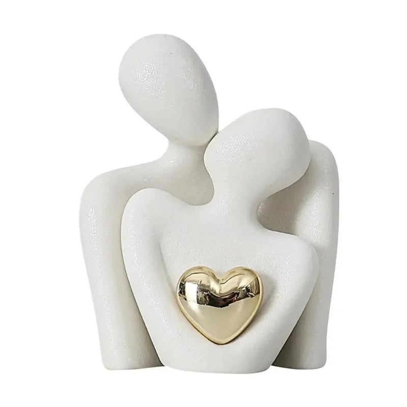 Estátua de Casal em Cerâmica para Decoração Moderna e Elegante