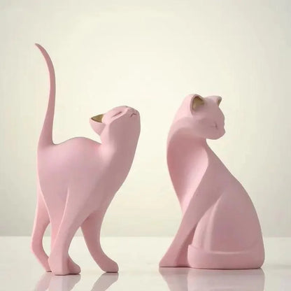 Estátuas Decorativas de Gatos em Resina para Decoração de Ambientes