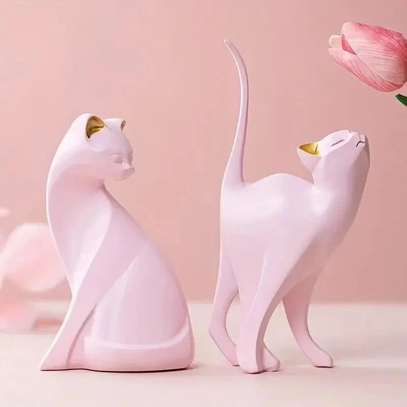 Estátuas Decorativas de Gatos em Resina para Decoração de Ambientes