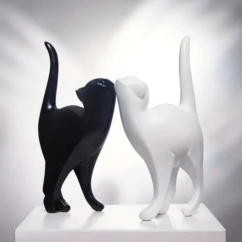 Estátuas Decorativas de Gatos em Resina para Decoração de Ambientes