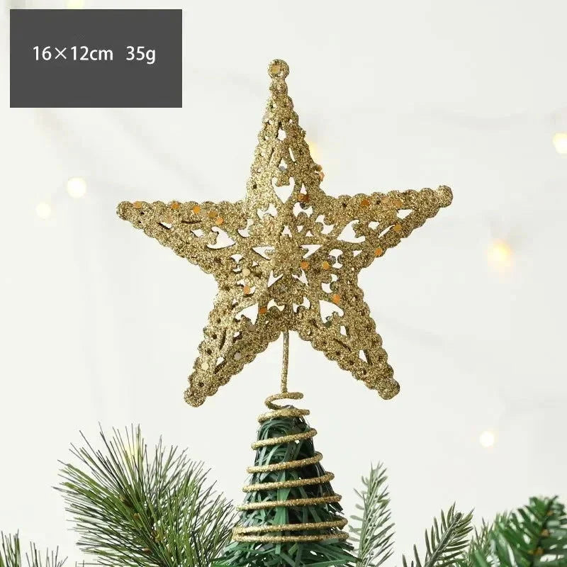 Estrela Dourada de Ferro para Topo de Árvore de Natal Decorativa