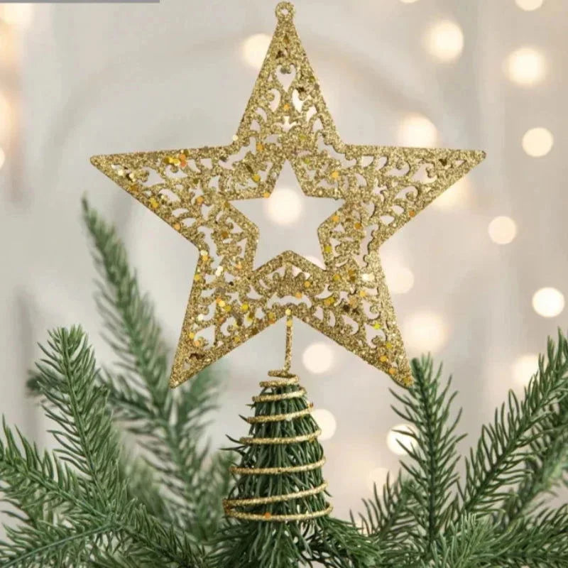 Estrela Dourada de Ferro para Topo de Árvore de Natal Decorativa