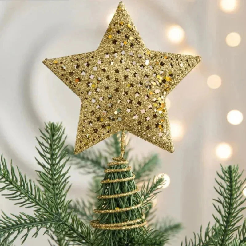 Estrela Dourada de Ferro para Topo de Árvore de Natal Decorativa