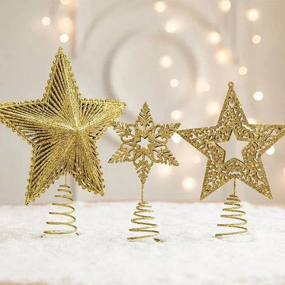 Estrela Dourada de Ferro para Topo de Árvore de Natal Decorativa