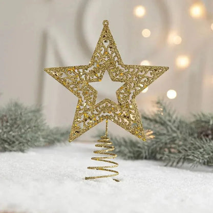 Estrela Dourada de Ferro para Topo de Árvore de Natal Decorativa