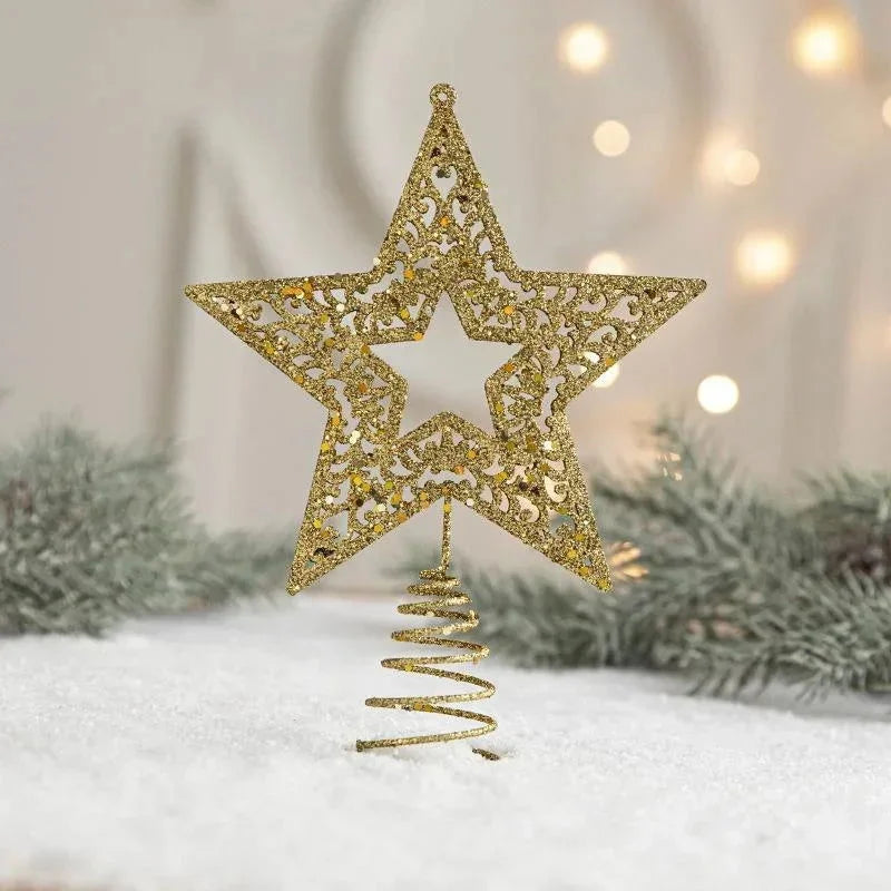 Estrela Dourada de Ferro para Topo de Árvore de Natal Decorativa