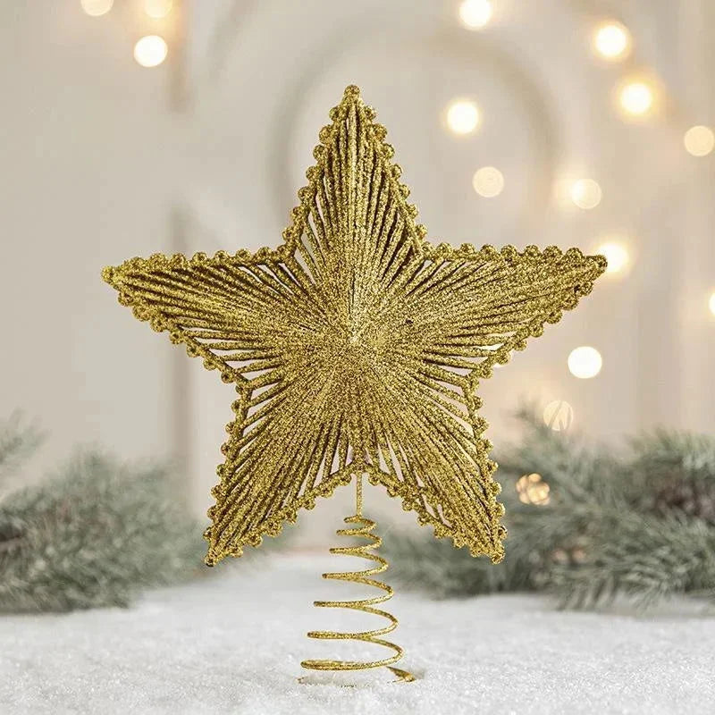 Estrela Dourada de Ferro para Topo de Árvore de Natal Decorativa