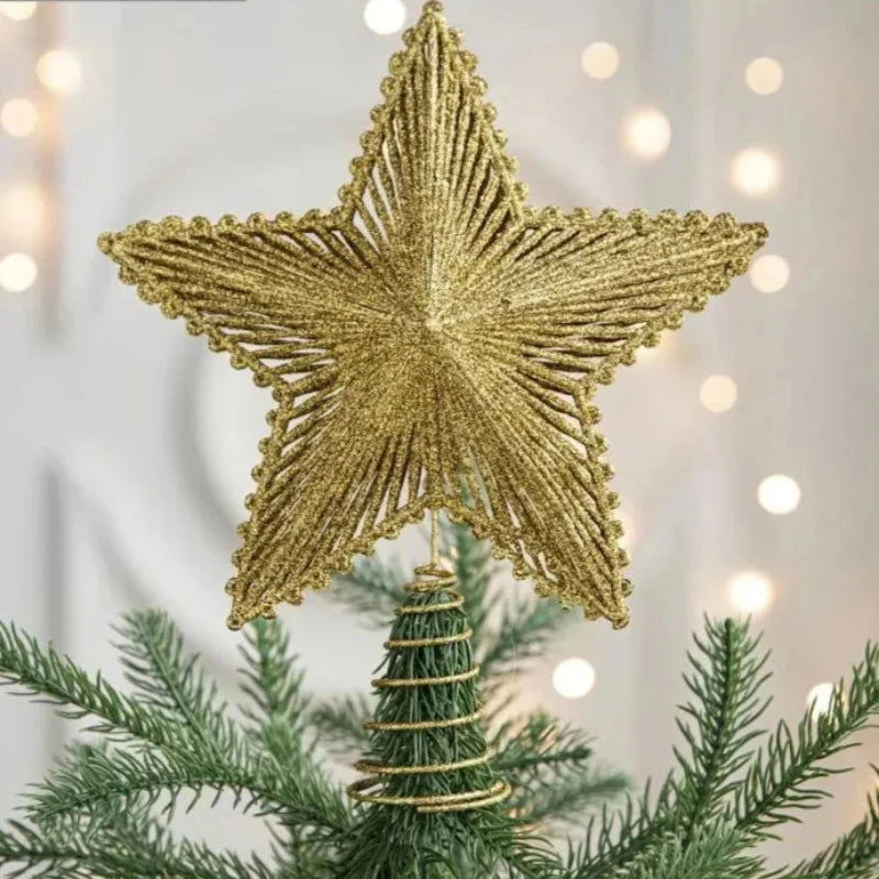 Estrela Dourada de Ferro para Topo de Árvore de Natal Decorativa