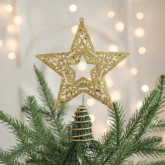 Estrela Dourada de Ferro para Topo de Árvore de Natal Decorativa