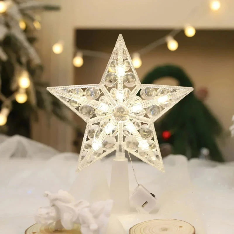 Estrela LED Acrílica Iluminada para Topo de Árvore de Natal