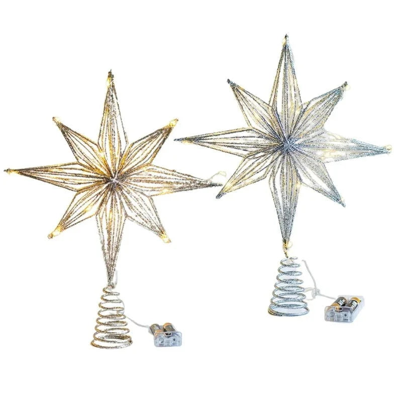 Estrela LED Iluminada Decorativa para Topo de Árvore de Natal