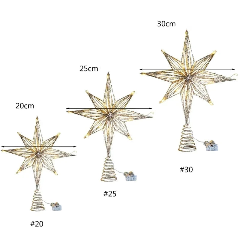 Estrela LED Iluminada Decorativa para Topo de Árvore de Natal