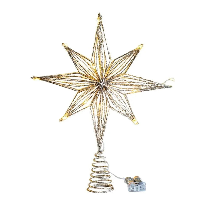 Estrela LED Iluminada Decorativa para Topo de Árvore de Natal