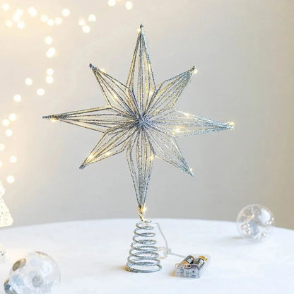 Estrela LED Iluminada Decorativa para Topo de Árvore de Natal