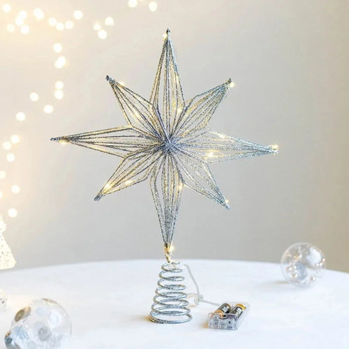 Estrela LED Iluminada Decorativa para Topo de Árvore de Natal