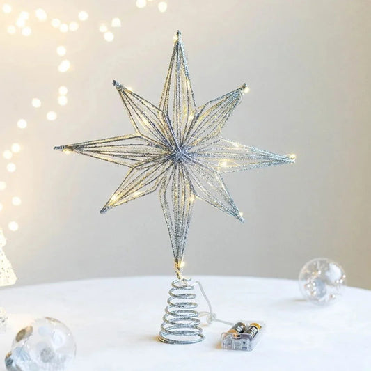 Estrela LED Iluminada Decorativa para Topo de Árvore de Natal