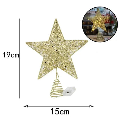 Estrela LED para Topo de Árvore de Natal com Fio de Cobre - Decoração Festiva Brilhante