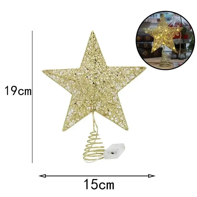 Estrela LED para Topo de Árvore de Natal com Fio de Cobre - Decoração Festiva Brilhante