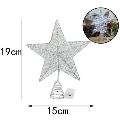 Estrela LED para Topo de Árvore de Natal com Fio de Cobre - Decoração Festiva Brilhante