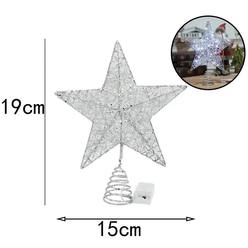 Estrela LED para Topo de Árvore de Natal com Fio de Cobre - Decoração Festiva Brilhante