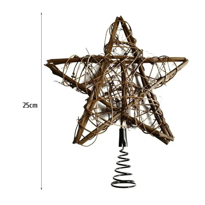 Estrela LED Rústica Decorativa para Topo de Árvore de Natal