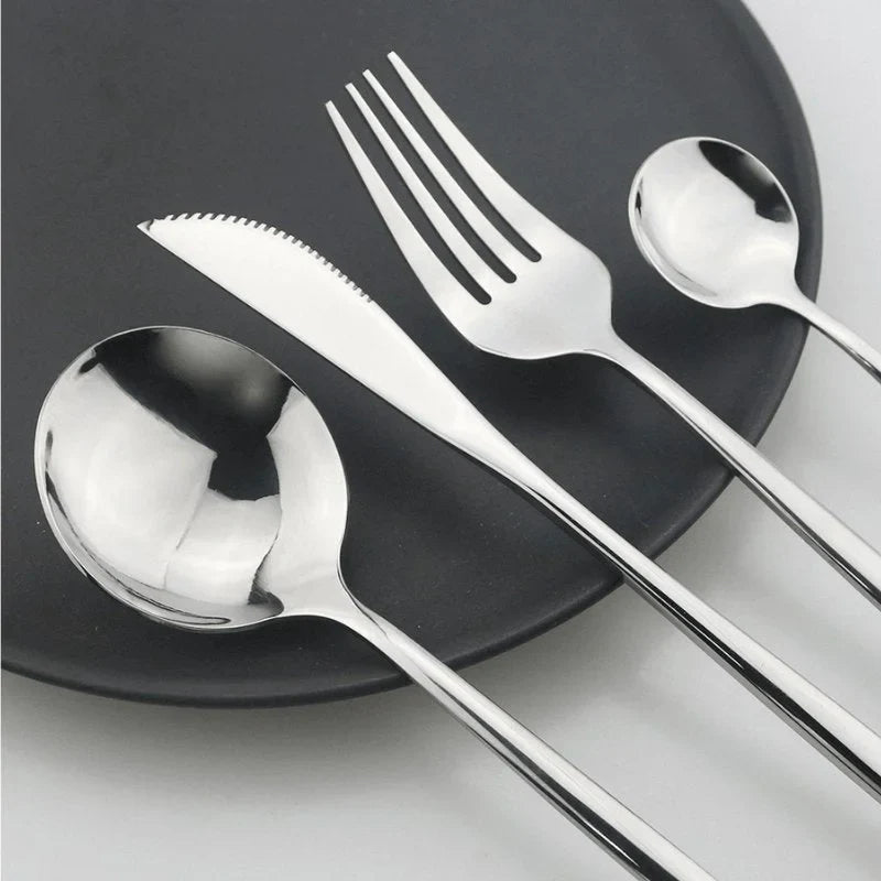 Faqueiro Luxuoso 24 Peças em Aço Inoxidável para Jantar