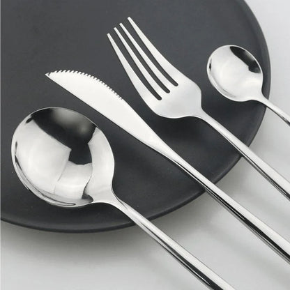 Faqueiro Luxuoso 24 Peças em Aço Inoxidável para Jantar
