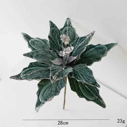 Flor Decorativa Natalina Flanela Dourada para Arranjos e Árvore de Natal