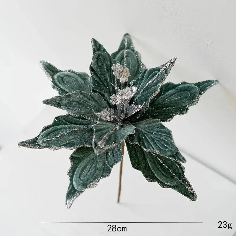 Flor Decorativa Natalina Flanela Dourada para Arranjos e Árvore de Natal