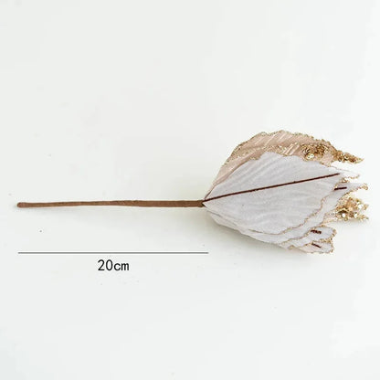 Flor Decorativa Natalina Flanela Dourada para Arranjos e Árvore de Natal