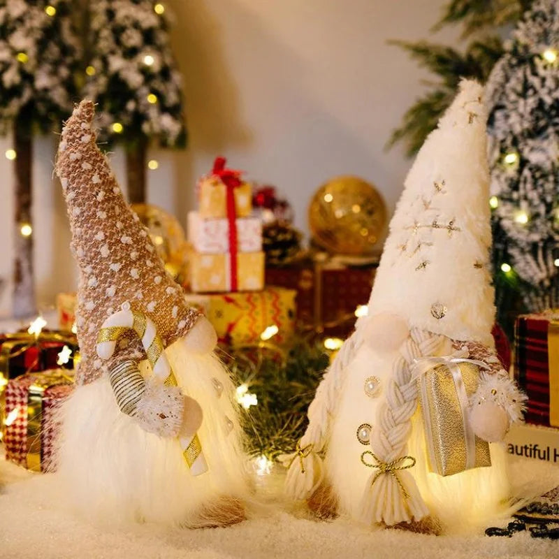 Gnomo Natalino Iluminado com Luzes LED para Decoração de Mesa Festiva