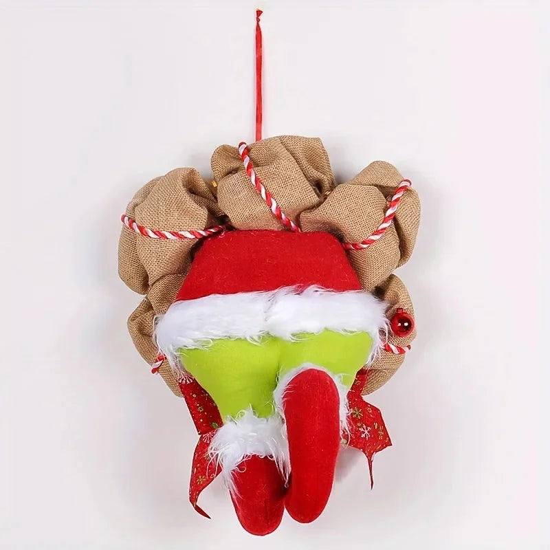 Guirlanda Natalina com Pernas de Duende e Juta para Porta - Decoração Festiva