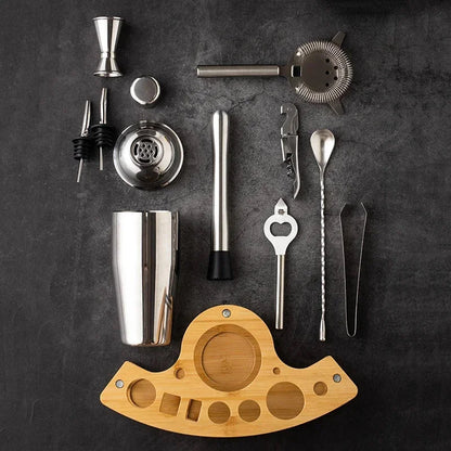 Kit de Bartender em Aço Inoxidável com Shaker e Ferramentas de Coquetel