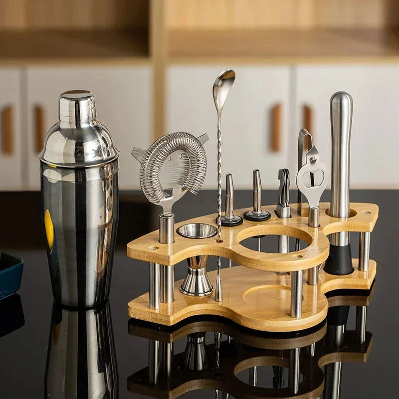 Kit de Bartender em Aço Inoxidável com Shaker e Ferramentas de Coquetel