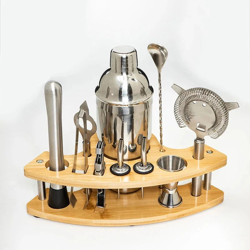 Kit de Bartender em Aço Inoxidável com Shaker e Ferramentas de Coquetel