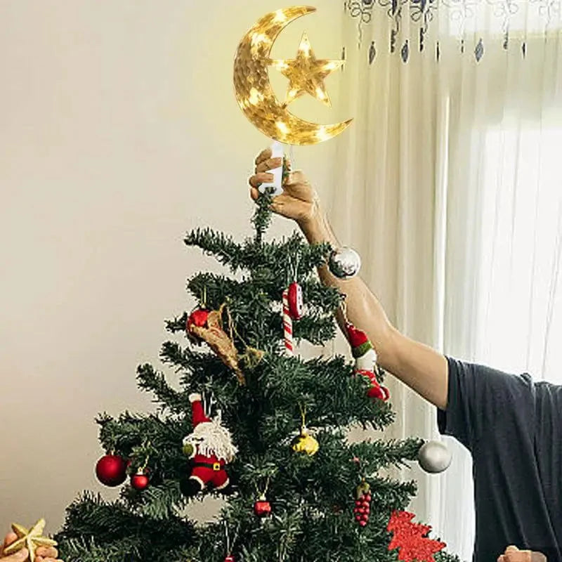 Lâmpada LED Lua e Estrela para Decoração de Árvore de Natal